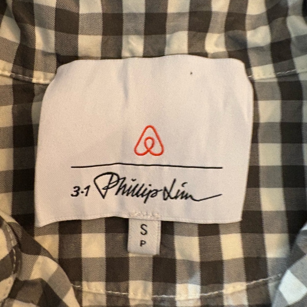 3.1 Phillip Lim gray white plaid cropped button up sleep shirt size S - Picture 3 of 6